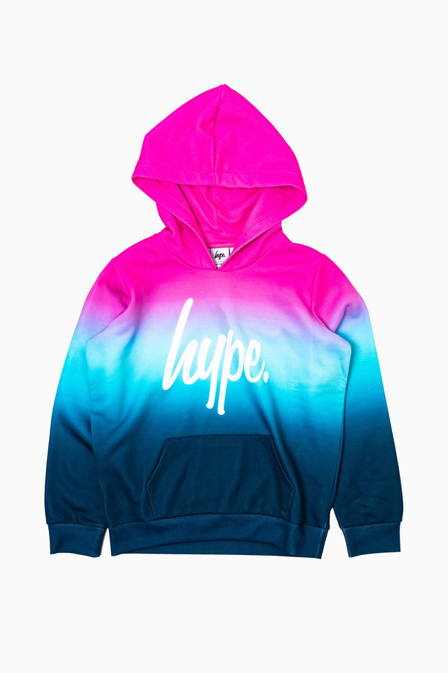 HYPE PINK & BLUE FADE KIDS PULLOVER HOODIE