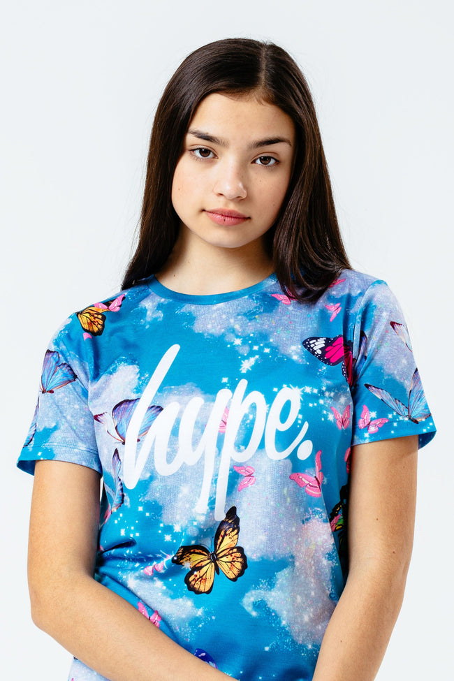 HYPE BUTTERFLY SKY PRINT KIDS T-SHIRT