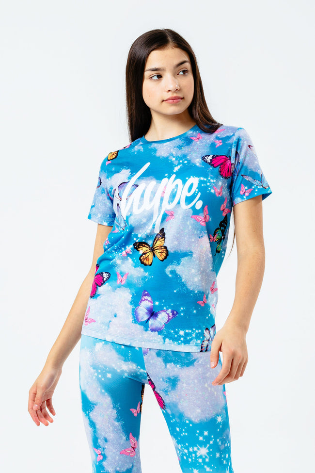 HYPE BUTTERFLY SKY PRINT KIDS T-SHIRT