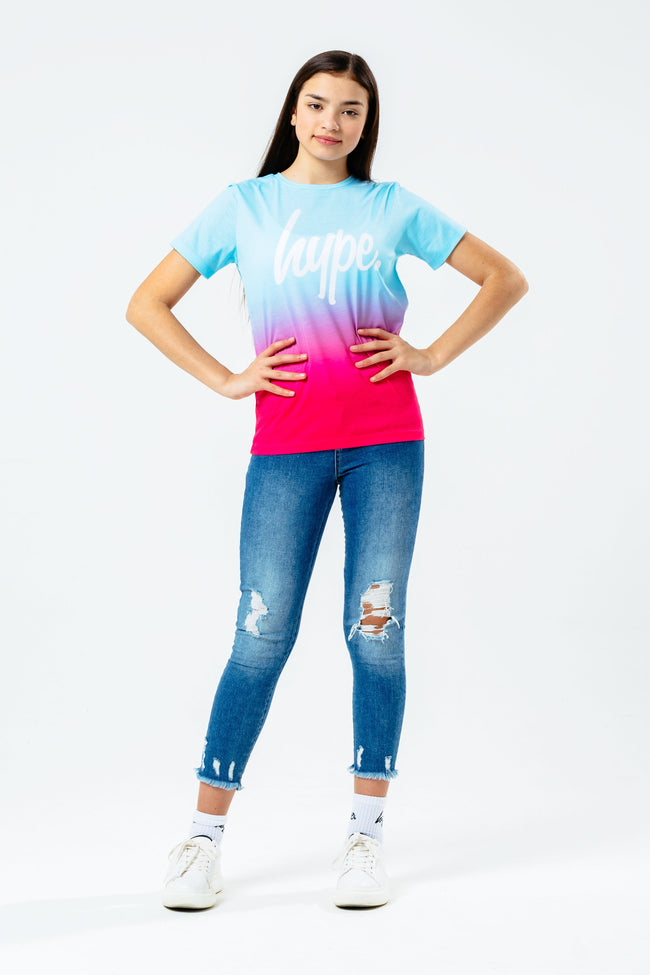 Hype Pink Blue Fade Kids T-Shirt