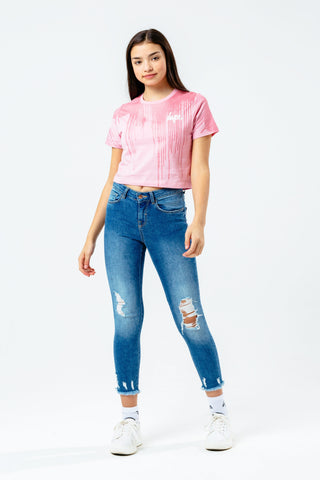 Hype Pink Glitter Kids Crop T-Shirt