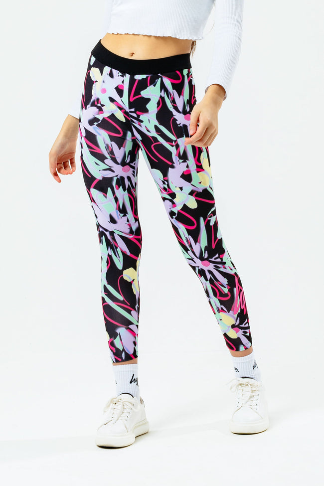 HYPE FLORAL SCRIBBLE KIDS LEGGINGS