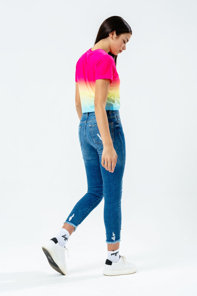 HYPE RAINBOW FADE KIDS CROP T-SHIRT