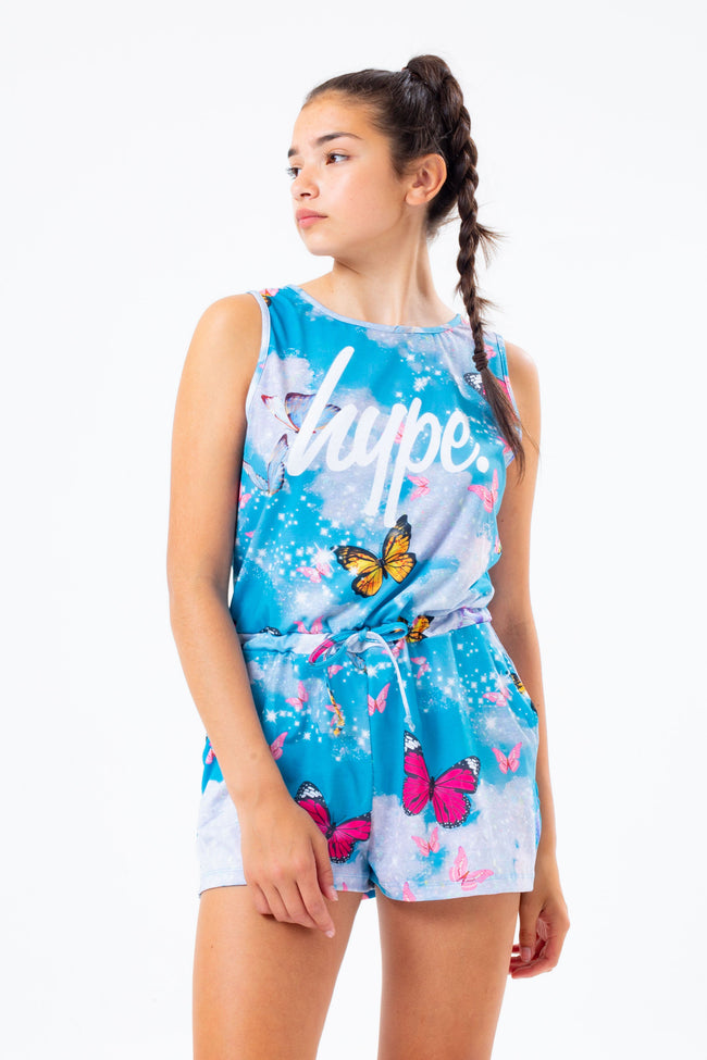 HYPE BUTTERFLY SKY PRINT KIDS PLAYSUIT