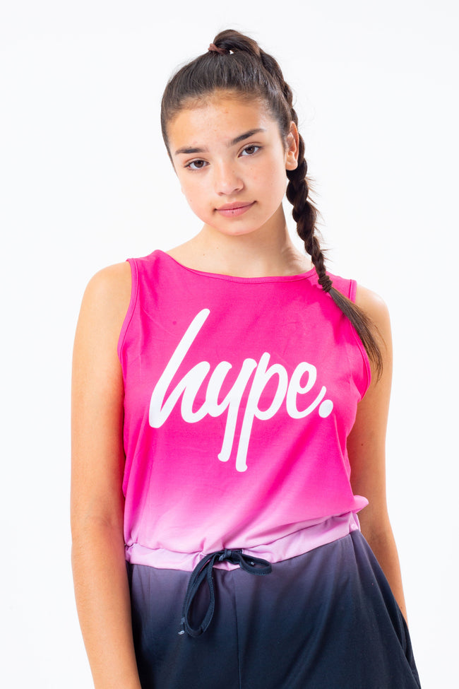 HYPE PINK & BLACK FADE GIRLS PLAYSUIT