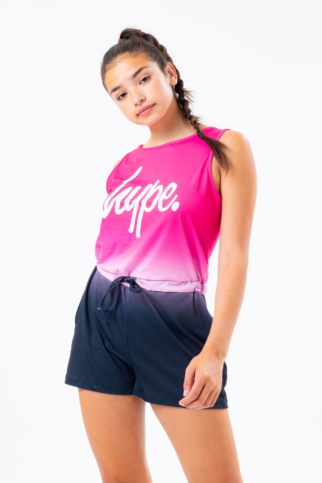 HYPE PINK & BLACK FADE GIRLS PLAYSUIT