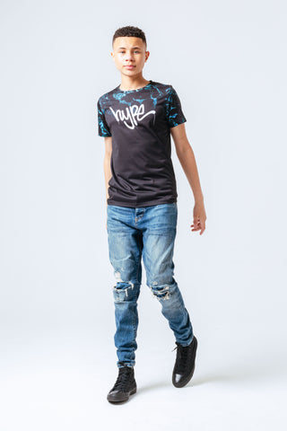 HYPE BLACK BLUE MARBLE FADE KIDS T-SHIRT