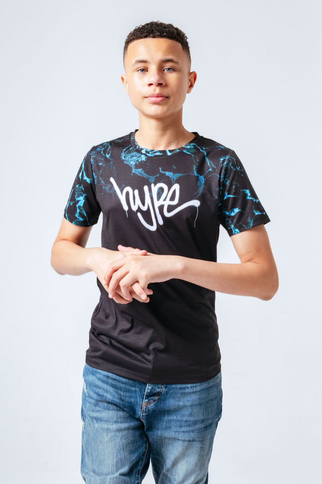 HYPE BLACK BLUE MARBLE FADE KIDS T-SHIRT