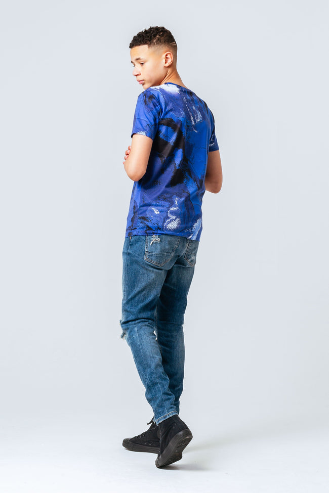 HYPE BLUE SWIRL BLOTCH PRINT BOYS T-SHIRT