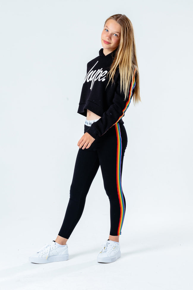 HYPE BLACK RAINBOW TAPED KIDS LEGGINGS