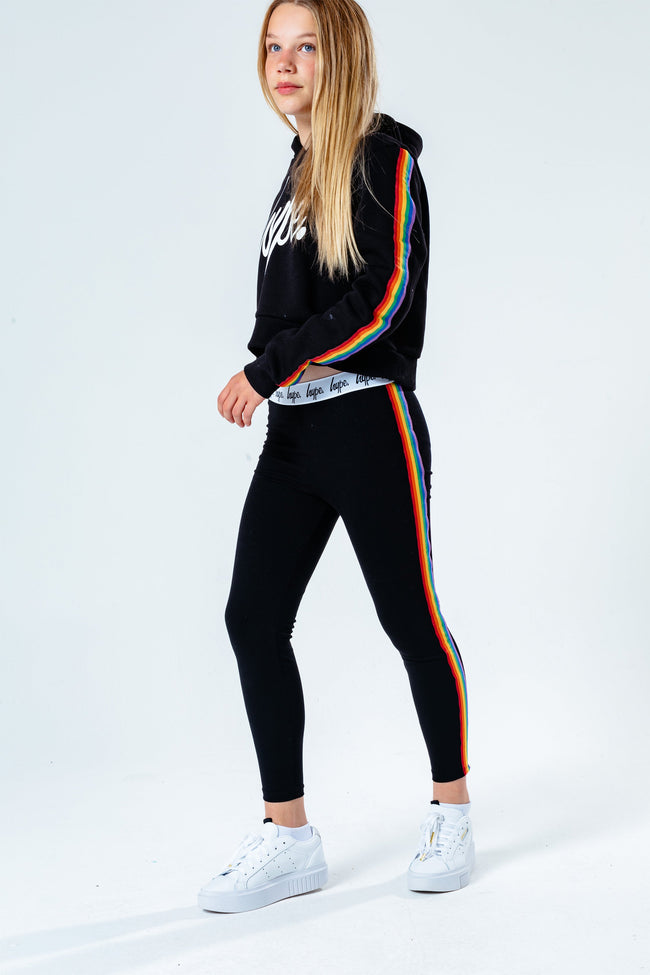 HYPE BLACK RAINBOW TAPED KIDS LEGGINGS