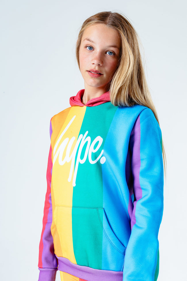 Hype Rainbow Stripe Kids Pullover Hoodie