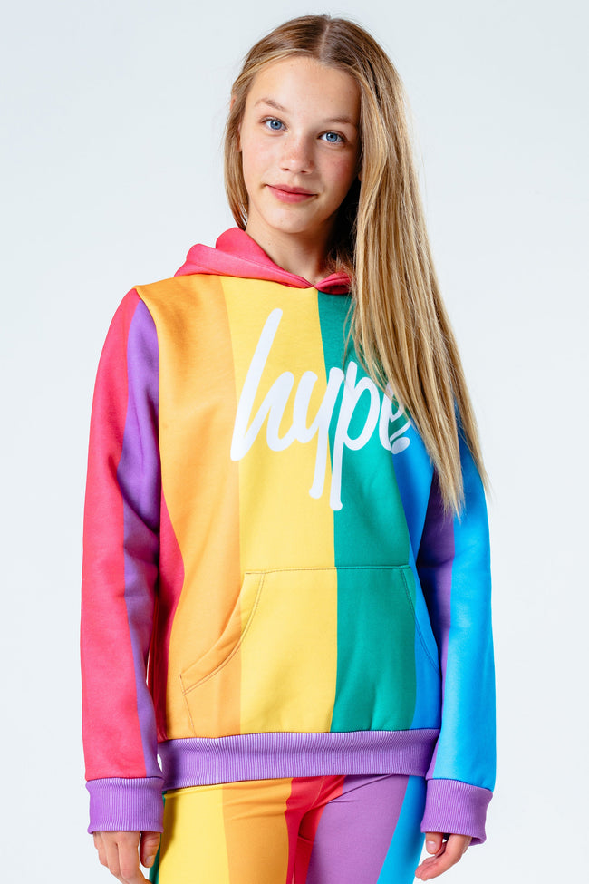 HYPE RAINBOW STRIPE KIDS PULLOVER HOODIE