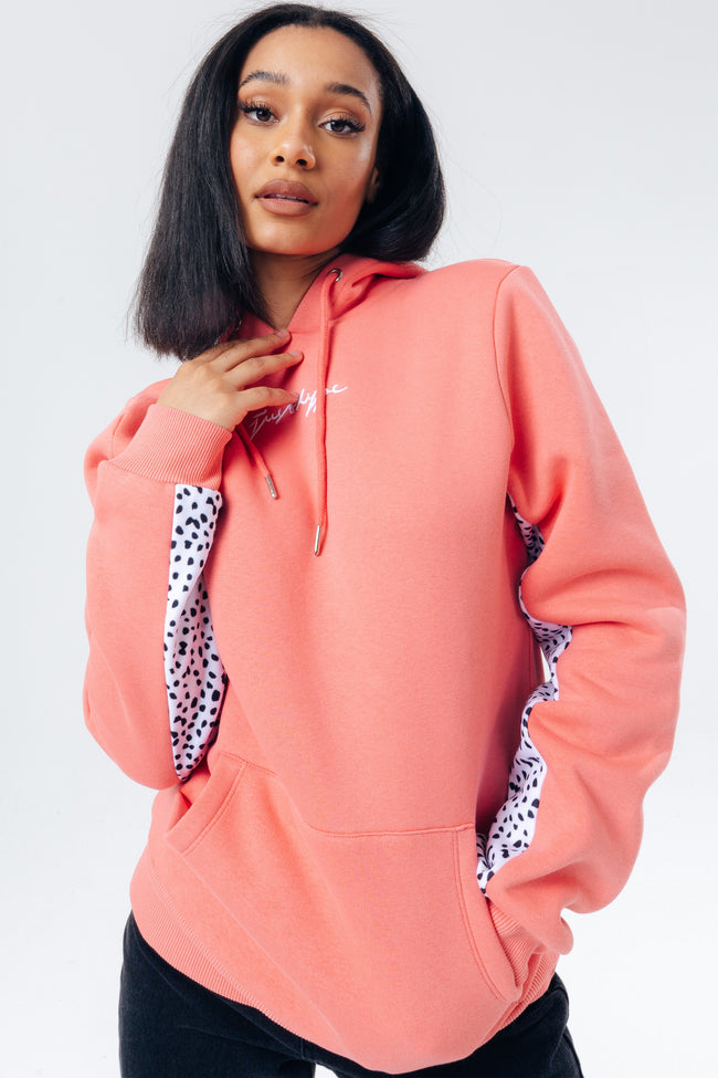 HYPE CORAL DALMATIAN PANEL WOMEN'S PULLOVER HOODIE