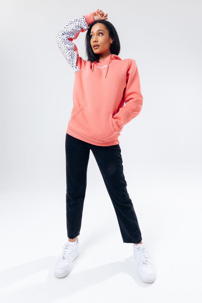 HYPE CORAL DALMATIAN PANEL WOMEN'S PULLOVER HOODIE