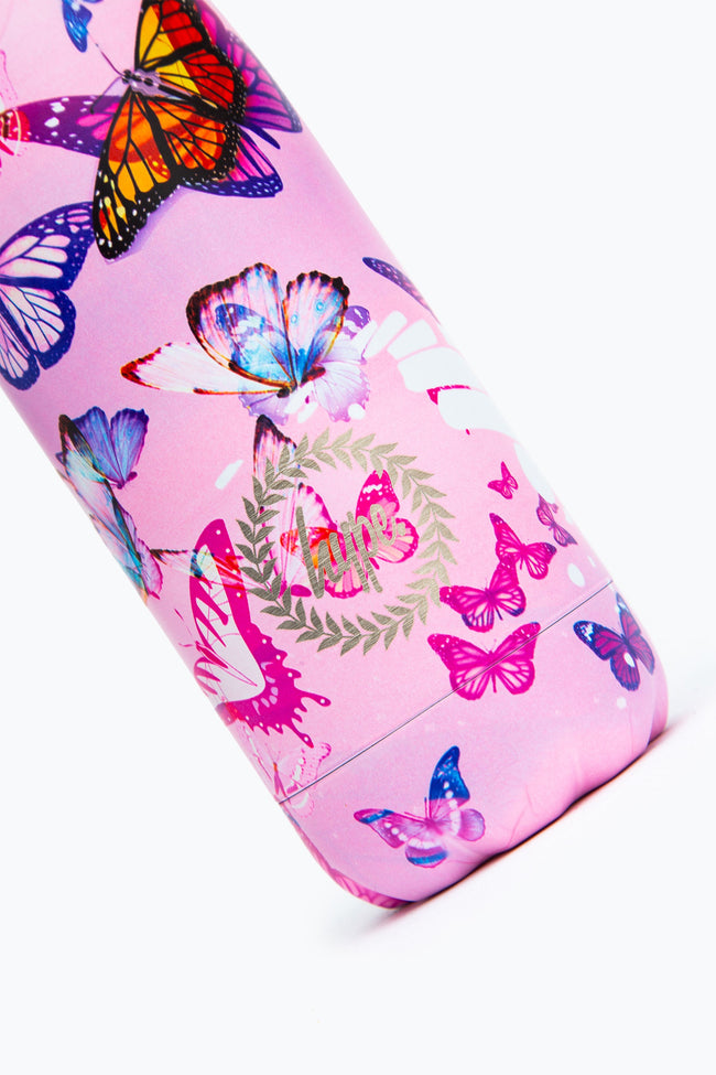 HYPE PINK BUTTERFLIES METAL REUSABLE BOTTLE