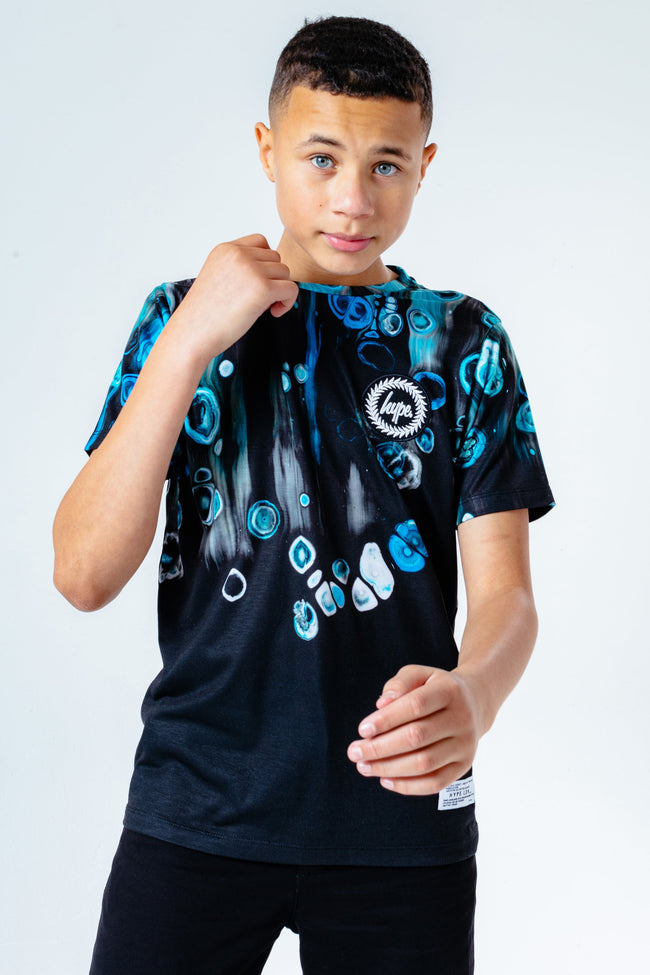 HYPE BLACK AND BLUE ASTRO FADE KIDS T-SHIRT