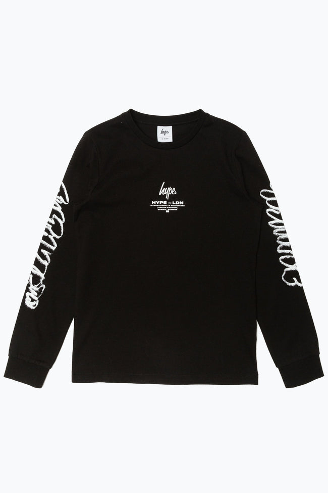 HYPE BLACK GRAFFITI SCRIPT KIDS L/S T-SHIRT