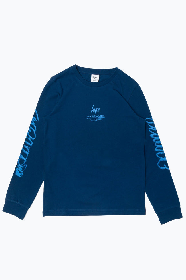 HYPE NAVY GRAFFITI SCRIPT KIDS L/S T-SHIRT