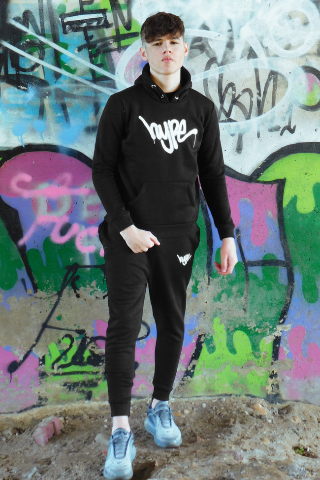 HYPE BLACK GRAFFITI SCRIPT KIDS JOGGERS