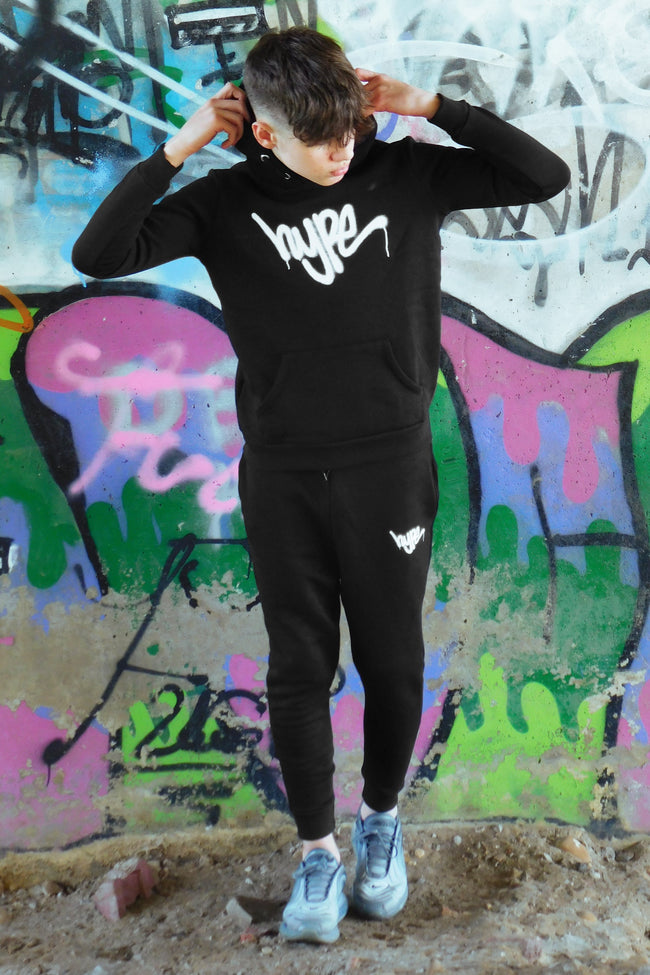 HYPE BLACK GRAFFITI SCRIPT KIDS JOGGERS