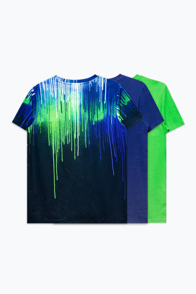 HYPE THREE PACK NAVY/GREEN/DRIP KIDS T-SHIRT