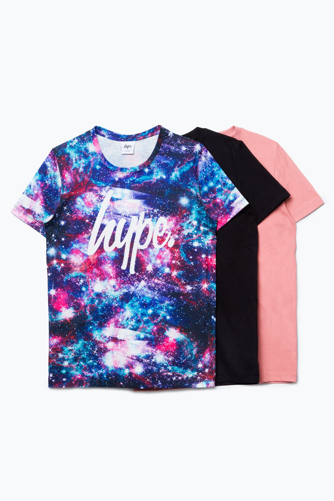 HYPE THREE PACK PINK/BLACK/SPACE GIRLS T-SHIRT