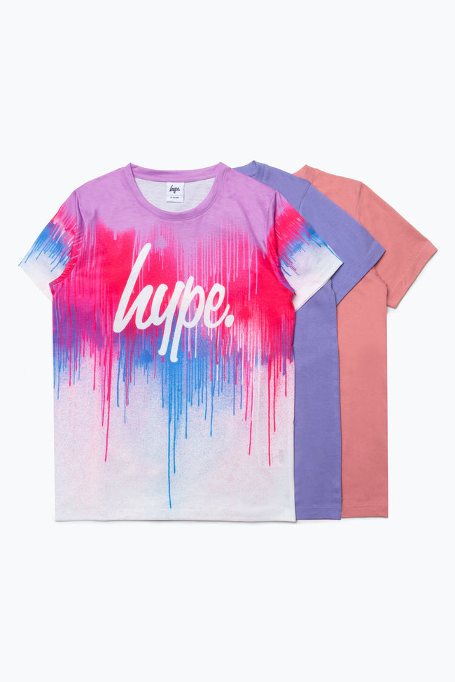 HYPE THREE PACK LILAC/PINK/DRIP KIDS T-SHIRT