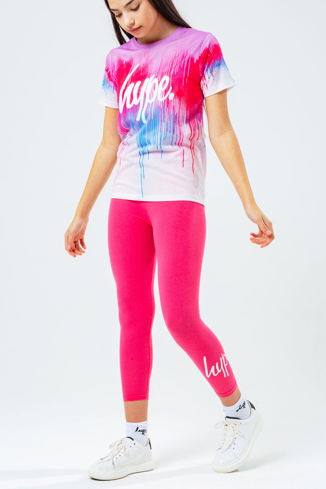 HYPE PINK DRIP KIDS T-SHIRT & LEGGINGS SET