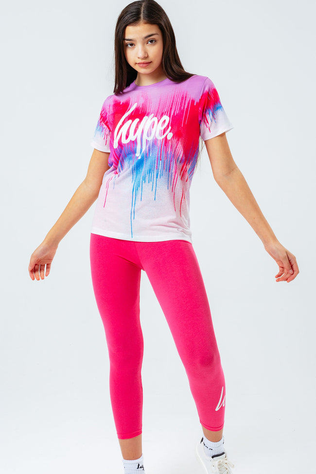 HYPE PINK DRIP KIDS T-SHIRT & LEGGINGS SET