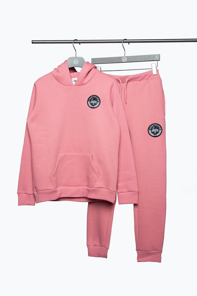 Hype Pink Crest Kids Hoodie & Jogger Set