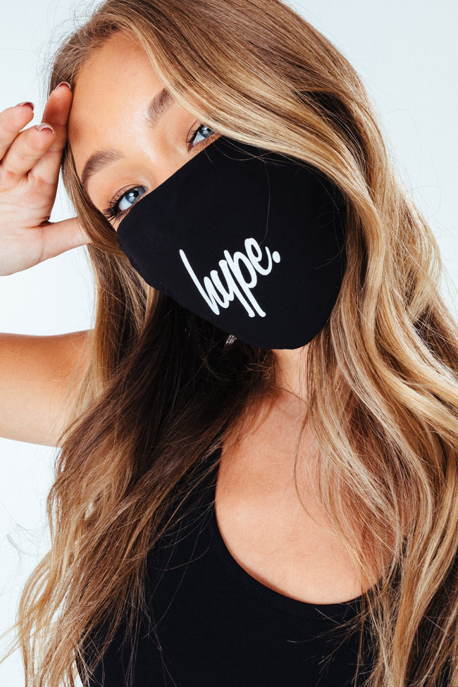 Hype Adult Black Script Face Mask