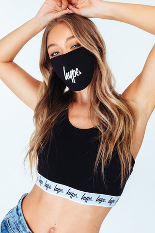 Hype Adult Black Script Face Mask