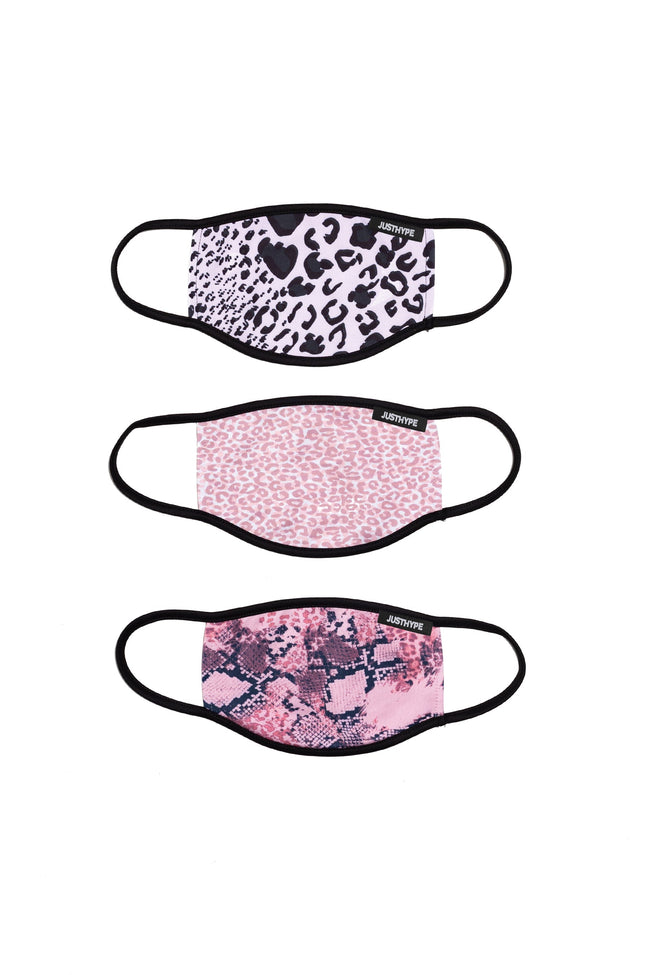 HYPE 3X ADULT ANIMAL PRINTS WOMENS FACE MASK SET