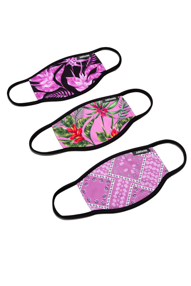 HYPE 3X ADULT FLORAL BANDANA WOMENS FACE MASK SET