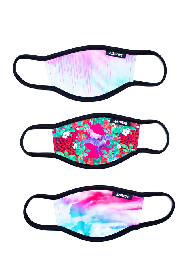 HYPE 3X KIDS FLORAL SKIES FACE MASK SET