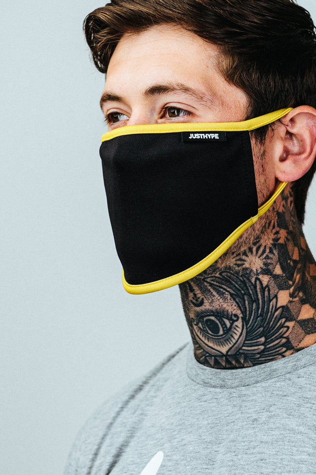 HYPE ADULT BLACK & YELLOW FACE MASK