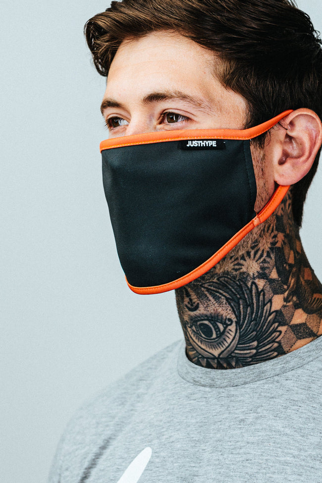 HYPE ADULT GREY & ORANGE FACE MASK