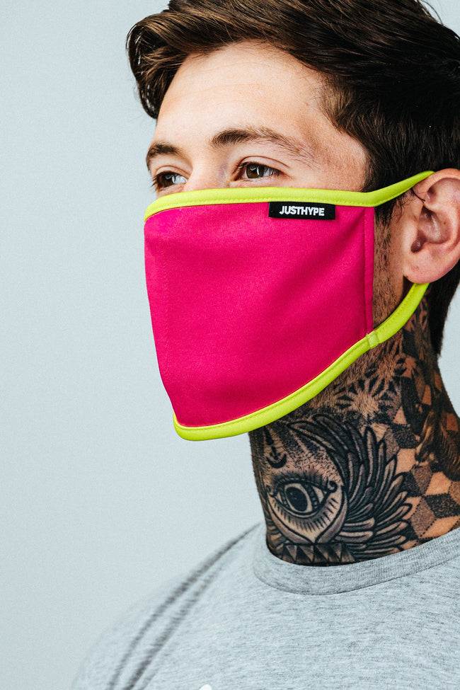 HYPE ADULT PINK & YELLOW FACE MASK