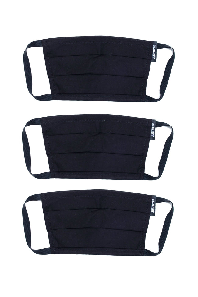 Hype 3X Adult Black Panelled Face Mask Set