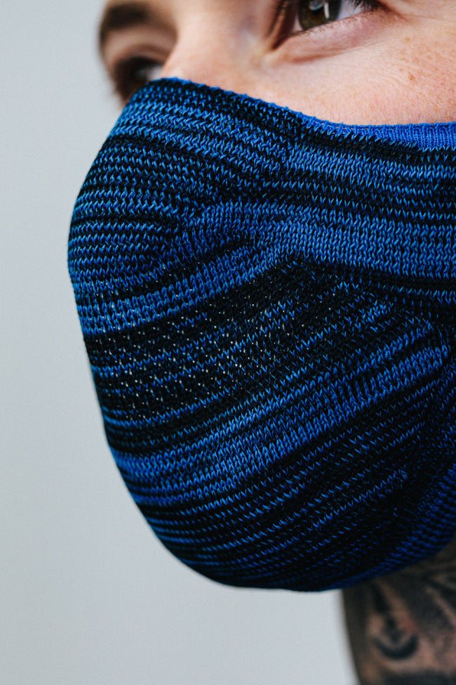 HYPE TECH KNIT BLUE MELANGE FACE MASK