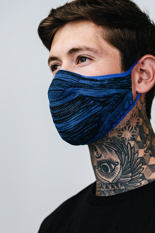 HYPE TECH KNIT BLUE MELANGE FACE MASK