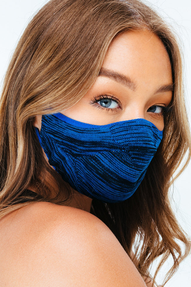 HYPE TECH KNIT BLUE MELANGE FACE MASK