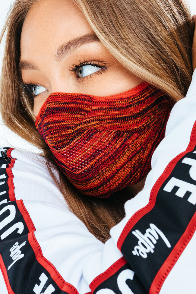 HYPE TECH KNIT ORANGE MELANGE FACE MASK