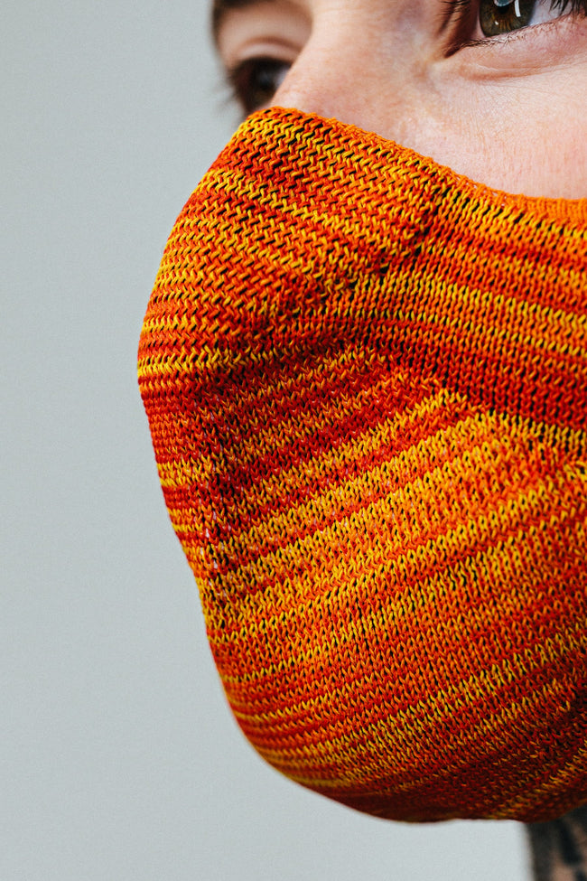 HYPE ADULT ORANGE & YELLOW MELANGE KNIT FACE MASK