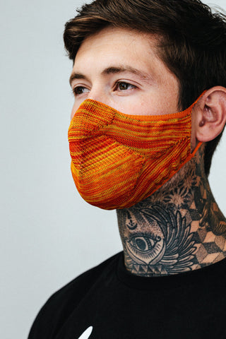 HYPE ADULT ORANGE & YELLOW MELANGE KNIT FACE MASK