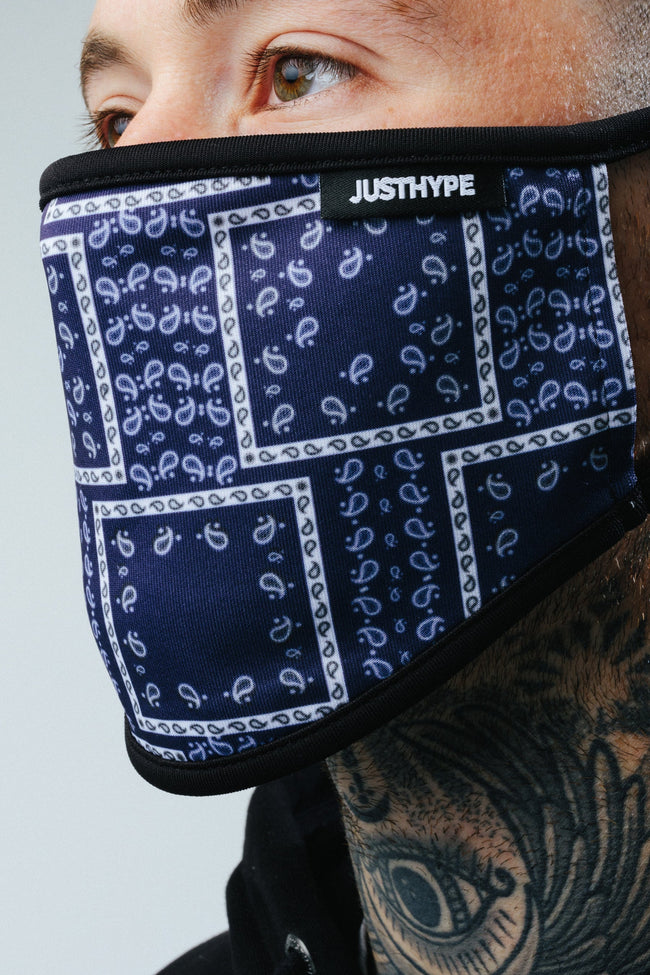 Hype Adult Blue Bandana Squares Face Mask