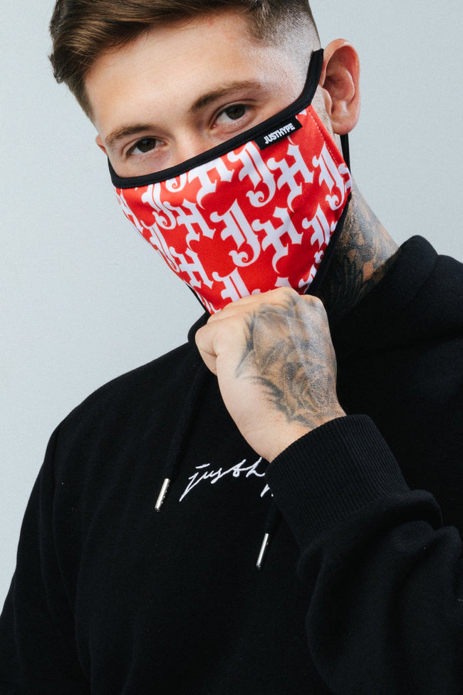 HYPE ADULT RED GOTHIC LOGO FACE MASK