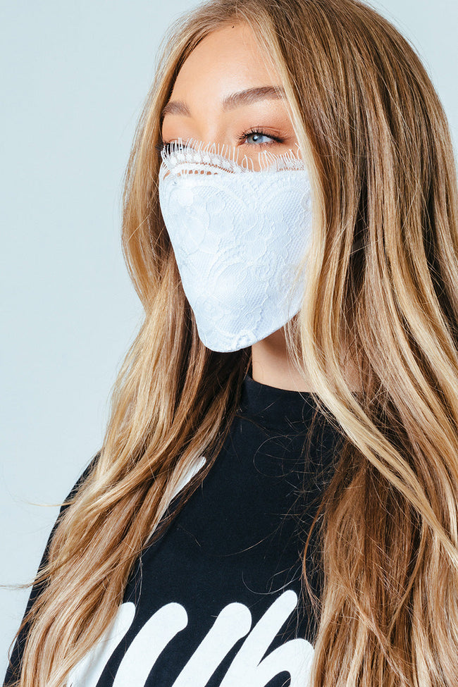 HYPE ADULT WHITE LACE FACE MASK