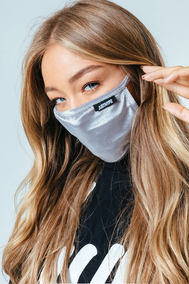 HYPE ADULT SILVER VELVET FACE MASK